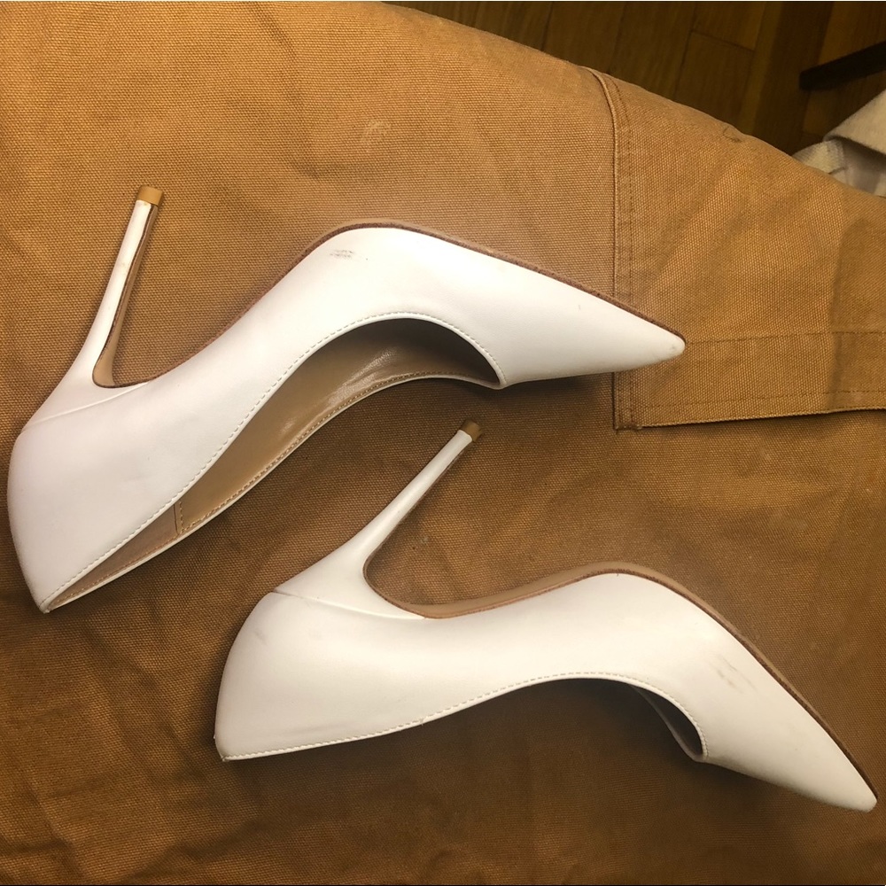 White leather heels